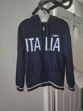 Infinity Raine Navy Italia Zip Hoodie with Tricolor Trim